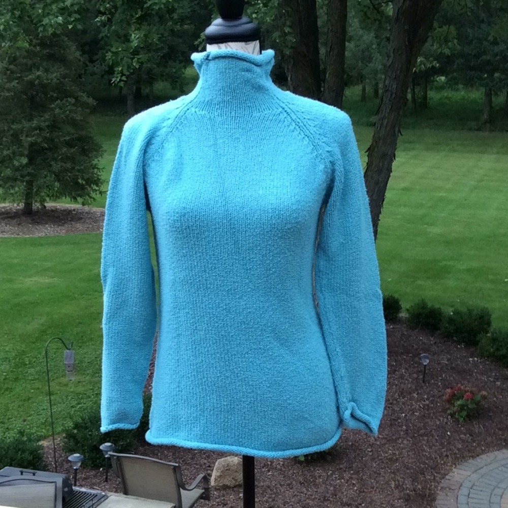 Women’s L.L. Bean Sweater!Turquoise Blue Cotton SzS